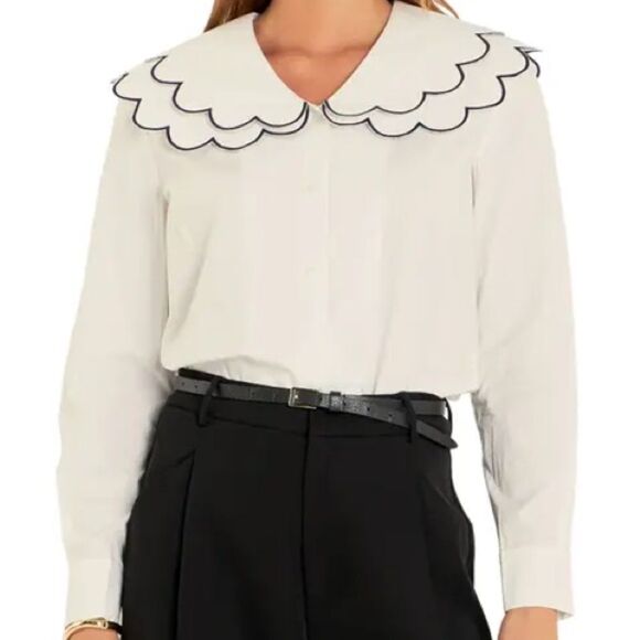 NWT English Factory button down white oversized blouse size small women's - Picture 1 of 11